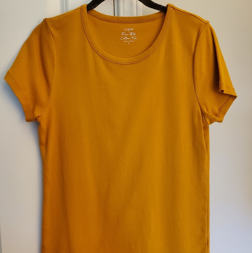 J. Crew mustard yellow fine rib cotton tee